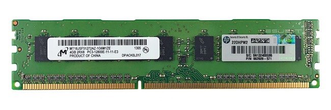 Arbeitspeicher 1x 4GB Micron ECC UNBUFFERED DDR3  1600MHz PC3-12800 UDIMM | MT18JSF51272AZ-1G6