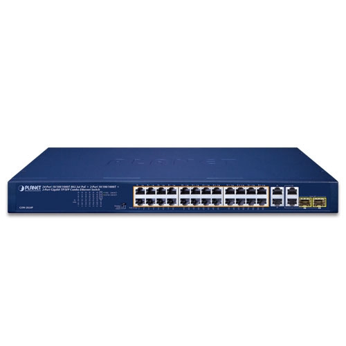 Schalter Planet GSW-2824P 28x 1Gb 2x SFP 250 W PoE+