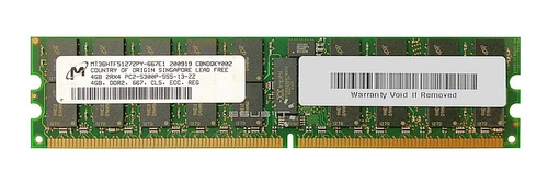 Arbeitspeicher 1x 4GB Micron ECC REGISTERED DDR2  667MHz PC2-5300 RDIMM | MT36HTF51272PY-667E1